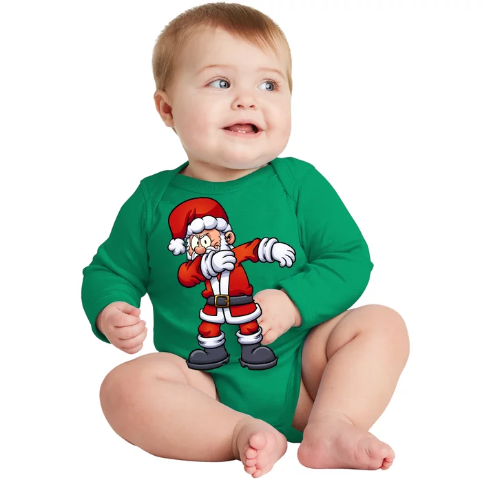 Angry Dabbing Santa Christmas Baby Long Sleeve Bodysuit