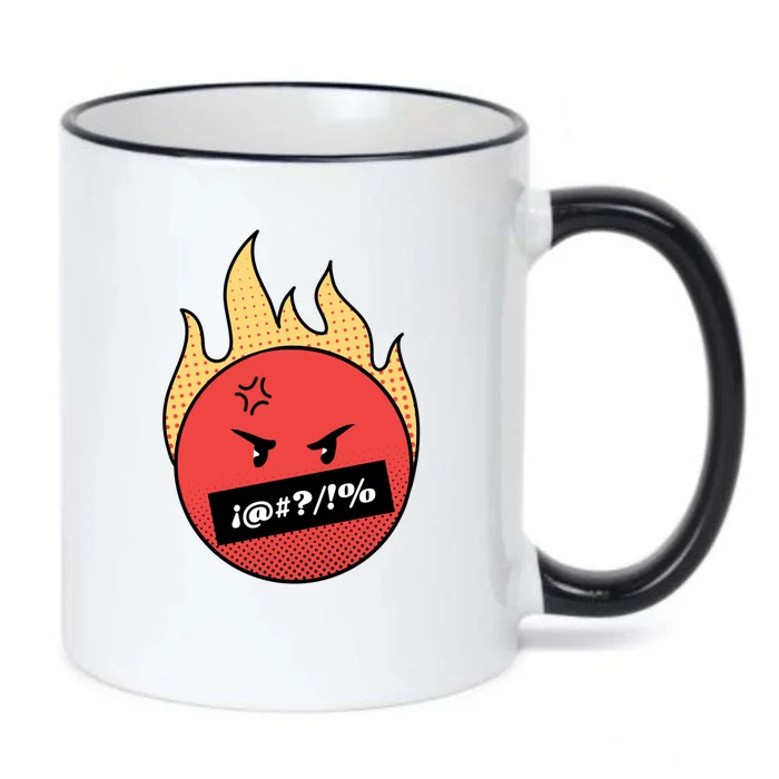 Angry Flaming Emoji Black Color Changing Mug