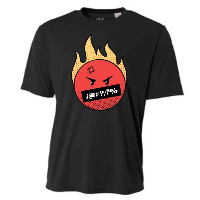 Angry Flaming Emoji Cooling Performance Crew T-Shirt