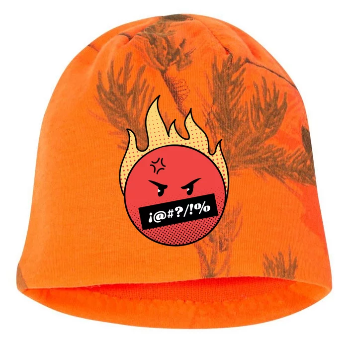 Angry Flaming Emoji Kati - Camo Knit Beanie