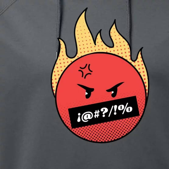 Angry Flaming Emoji Performance Fleece Hoodie