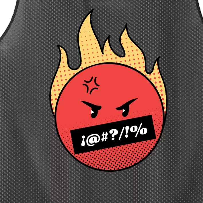 Angry Flaming Emoji Mesh Reversible Basketball Jersey Tank