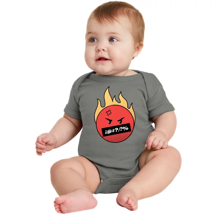 Angry Flaming Emoji Baby Bodysuit