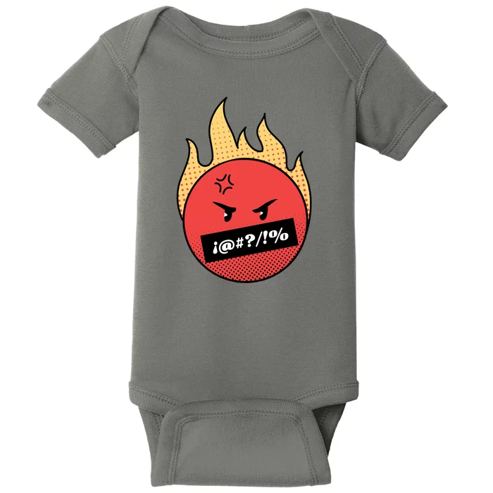 Angry Flaming Emoji Baby Bodysuit