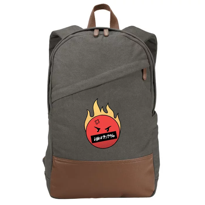 Angry Flaming Emoji Cotton Canvas Backpack