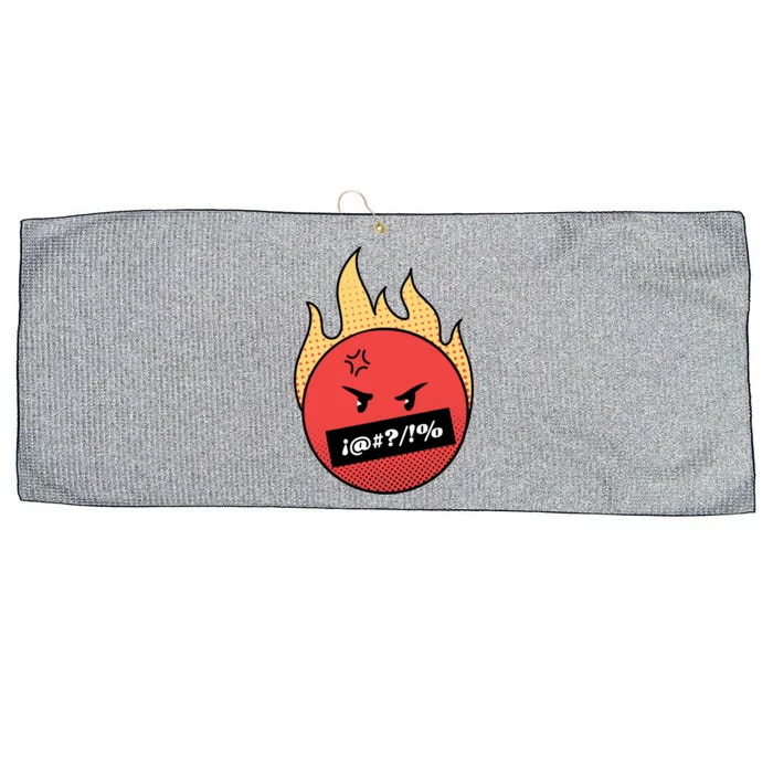 Angry Flaming Emoji Large Microfiber Waffle Golf Towel