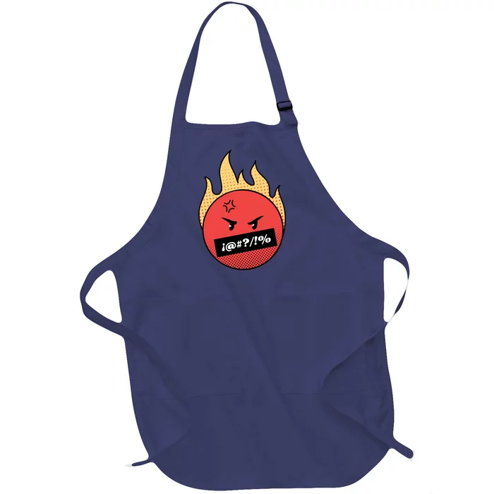 Angry Flaming Emoji Full-Length Apron With Pocket