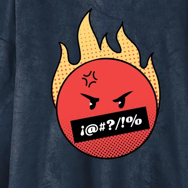 Angry Flaming Emoji Hooded Wearable Blanket