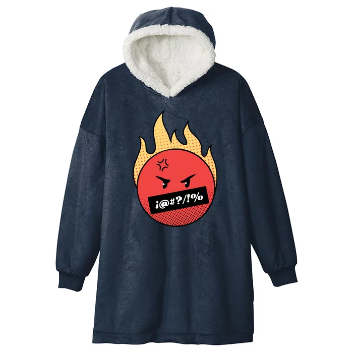 Angry Flaming Emoji Hooded Wearable Blanket