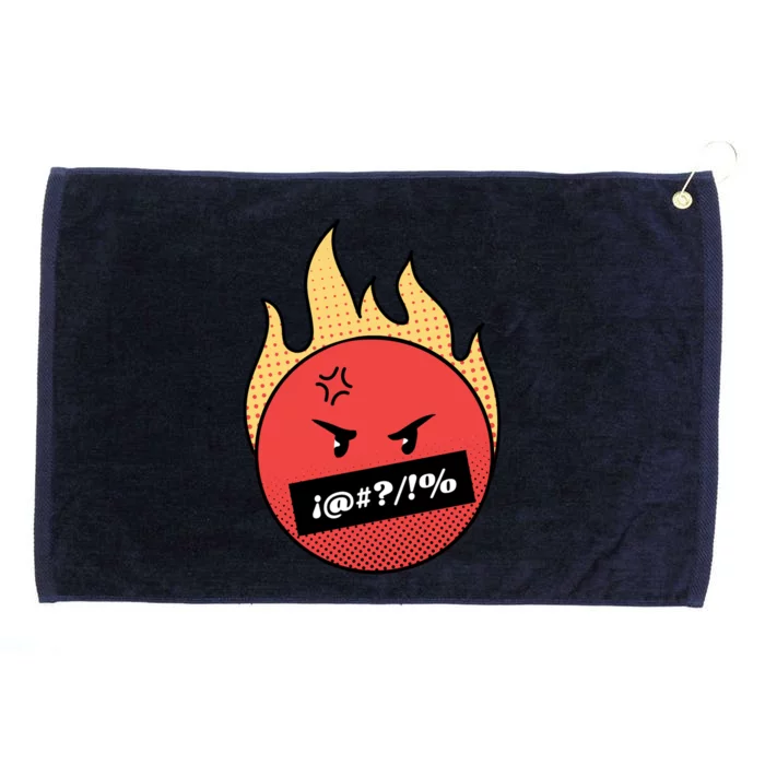 Angry Flaming Emoji Grommeted Golf Towel