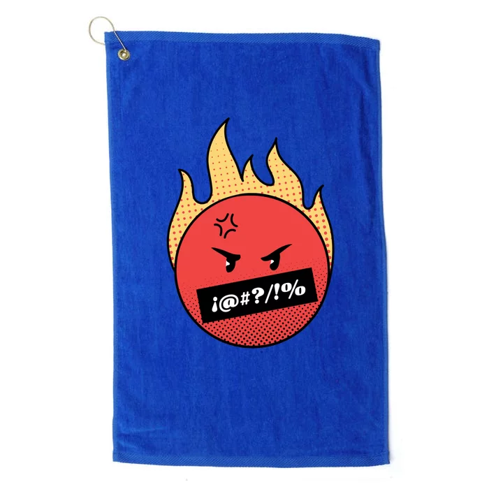 Angry Flaming Emoji Platinum Collection Golf Towel