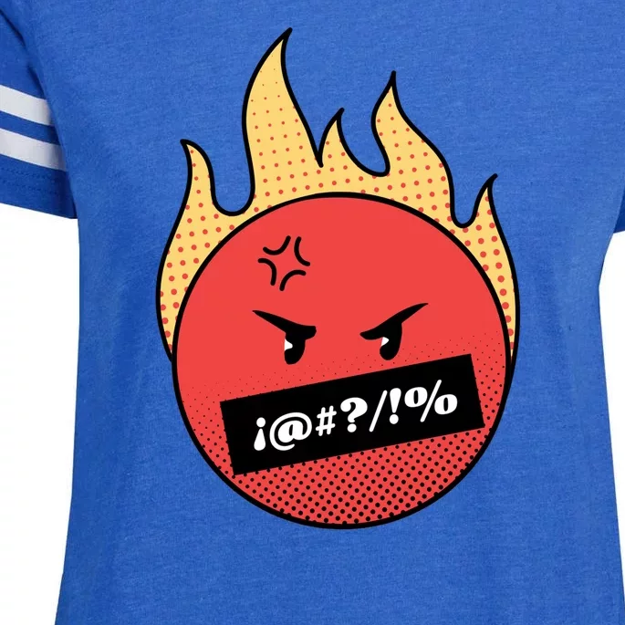 Angry Flaming Emoji Enza Ladies Jersey Football T-Shirt