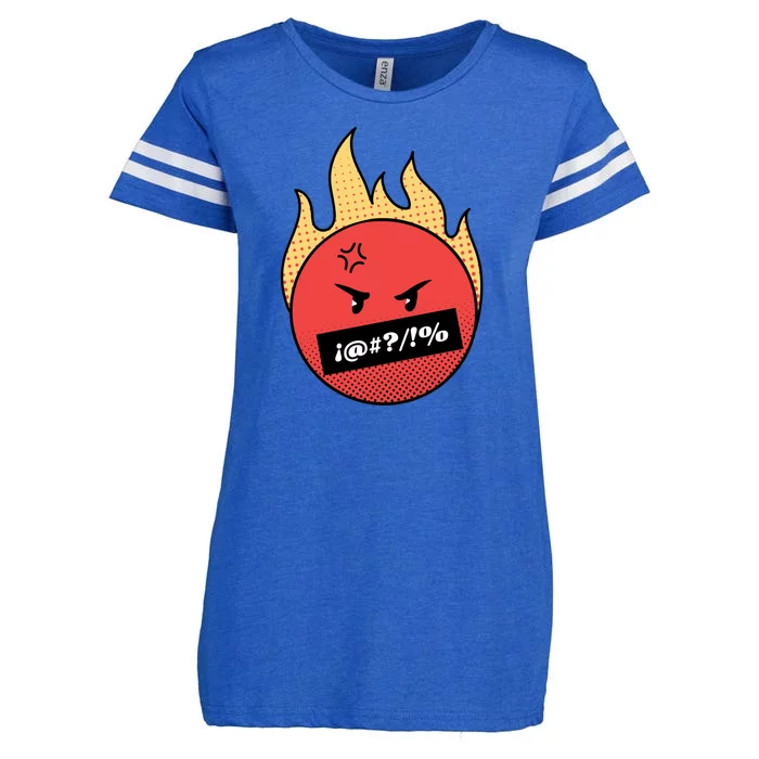 Angry Flaming Emoji Enza Ladies Jersey Football T-Shirt