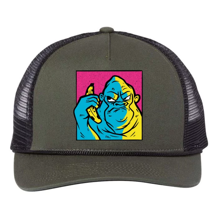 Angry Gorilla Banana Retro Rope Trucker Hat Cap