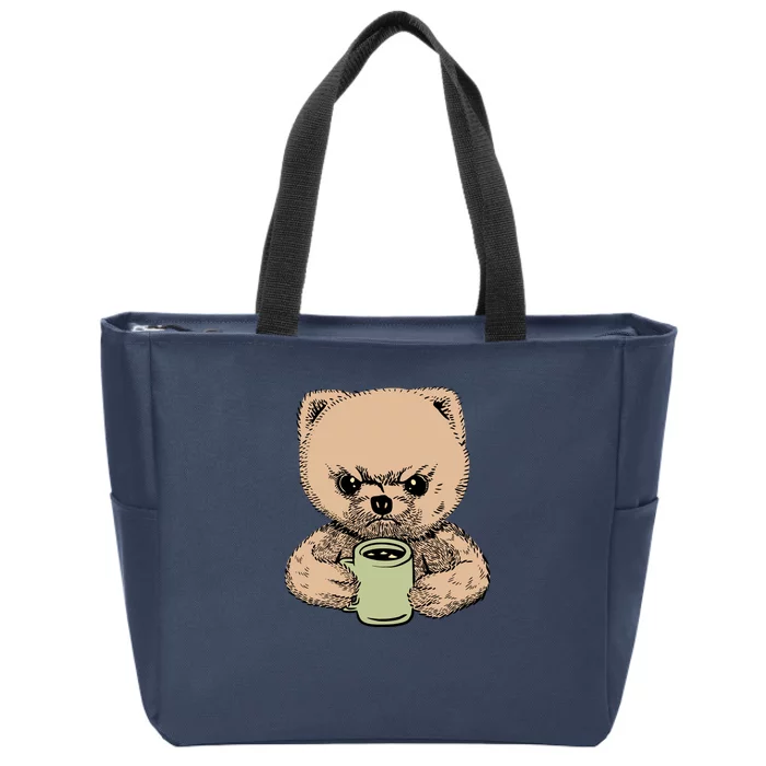 Angry Pomeranian Zip Tote Bag