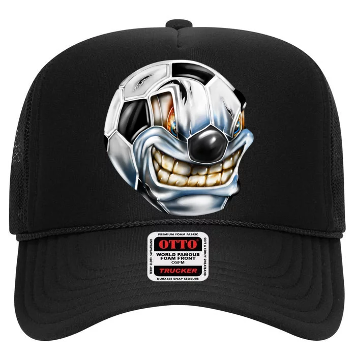 Angry Soccer Ball High Crown Mesh Trucker Hat