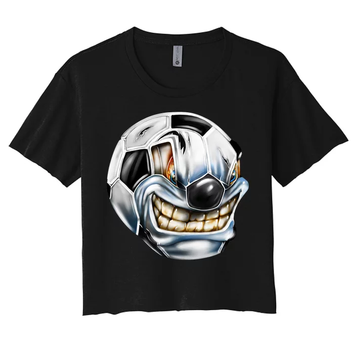 Angry Soccer Ball Women's Crop Top Tee