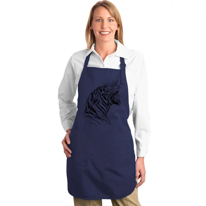 Angry Tiger Full-Length Apron With Pocket