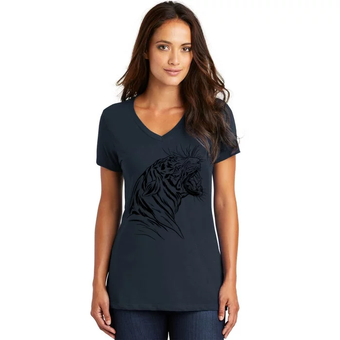 Angry Tiger Women's V-Neck T-Shirt