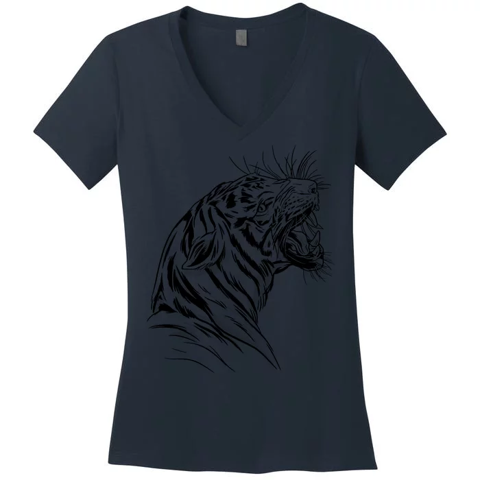 Angry Tiger Women's V-Neck T-Shirt