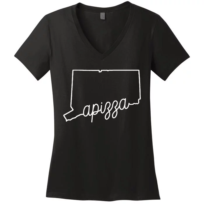 Apizza New Haven Pizza Award Winning Tomato Pie Connecticut Women's V-Neck T-Shirt