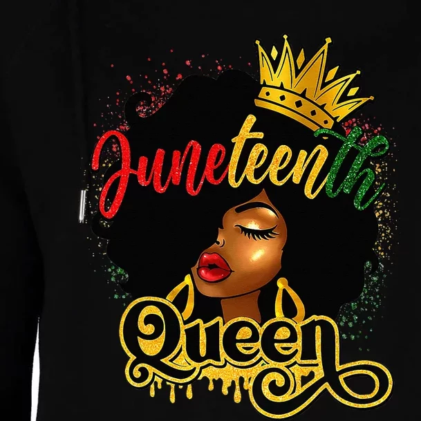 Afro Natural Hair Juneteenth Queen African American Womens Funnel Neck Pullover Hood