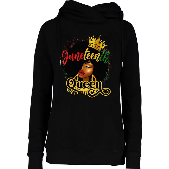 Afro Natural Hair Juneteenth Queen African American Womens Funnel Neck Pullover Hood