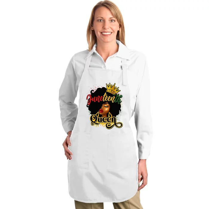 Afro Natural Hair Juneteenth Queen African American Full-Length Apron With Pocket