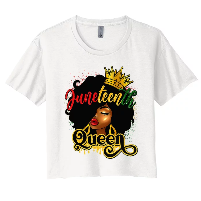 Afro Natural Hair Juneteenth Queen African American Women's Crop Top Tee