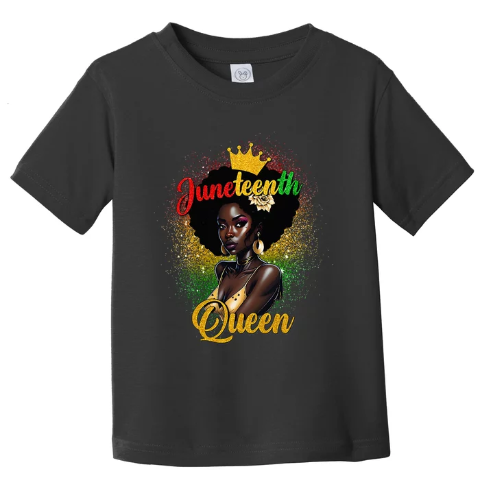 Afro Natural Hair Juneteenth Queen African American Toddler T-Shirt