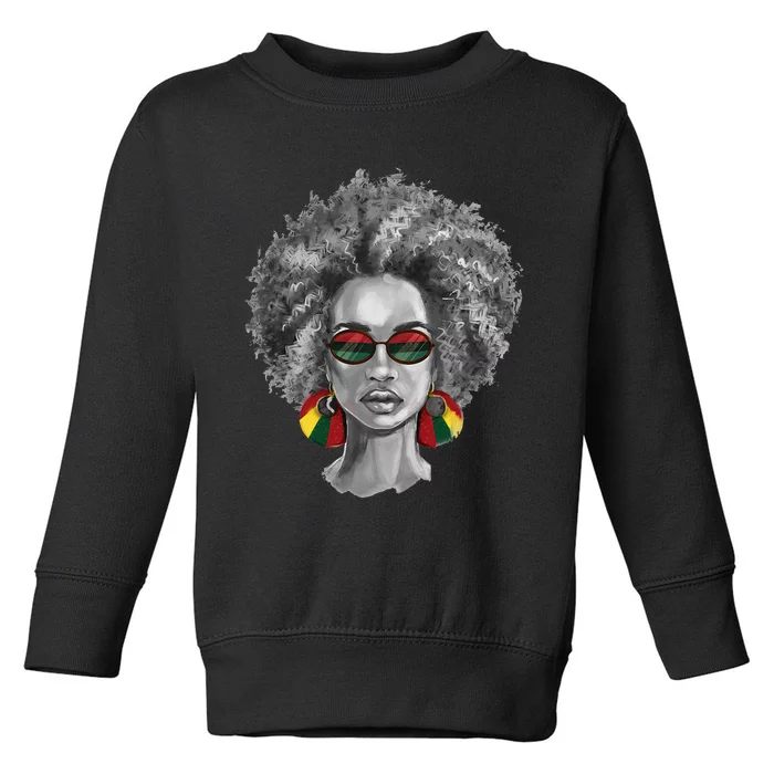 Afro Natural Hair Black  Art Black History Month Toddler Sweatshirt