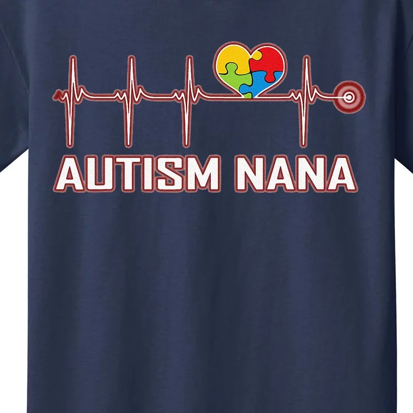 Autism Nana Heartbeat Kids T-Shirt