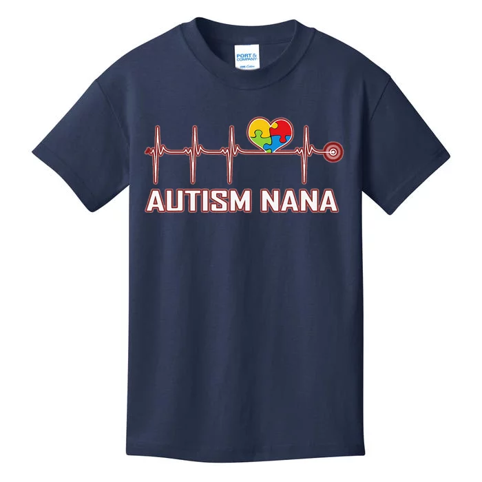 Autism Nana Heartbeat Kids T-Shirt