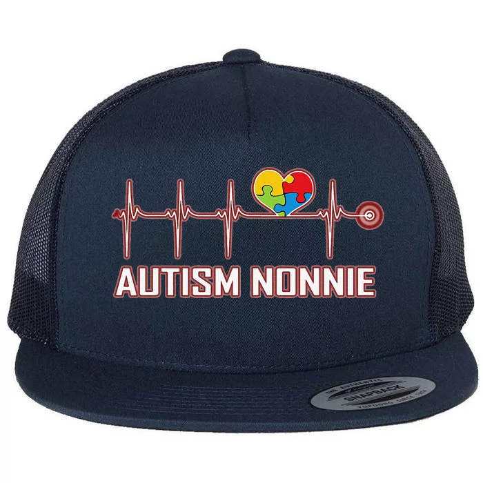 Autism Nonnie Heartbeat Flat Bill Trucker Hat