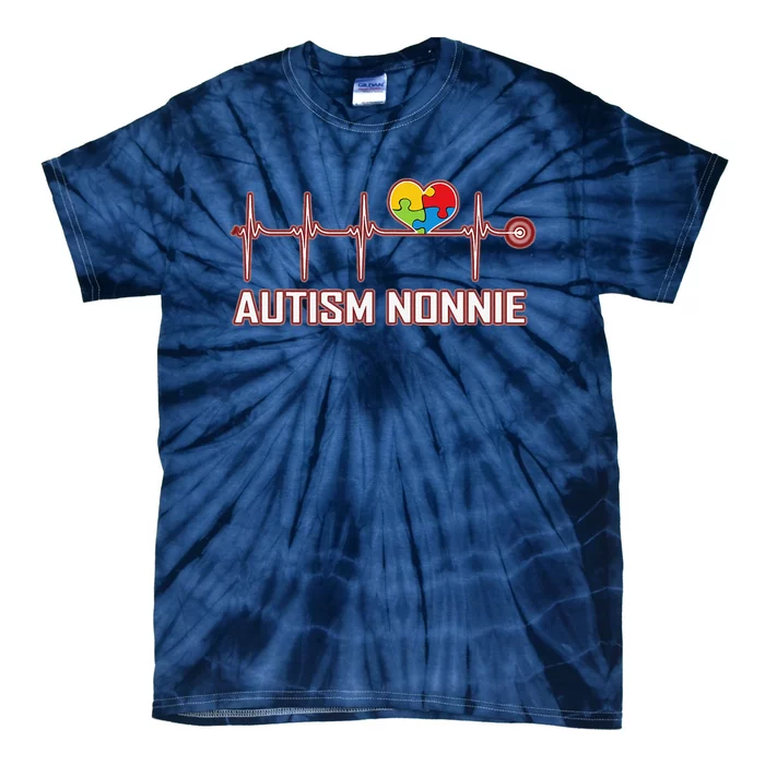 Autism Nonnie Heartbeat Tie-Dye T-Shirt