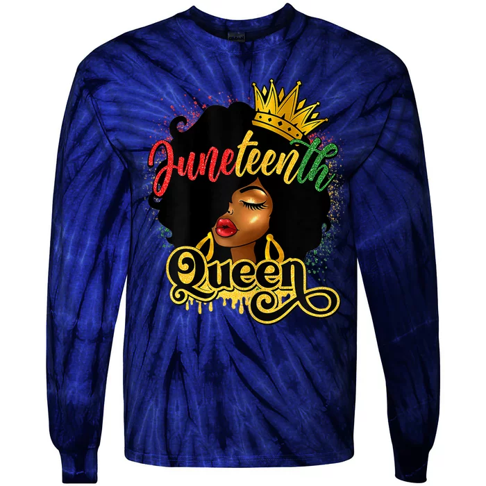 Afro Natural Hair Juneteenth Queen African American Tie-Dye Long Sleeve Shirt