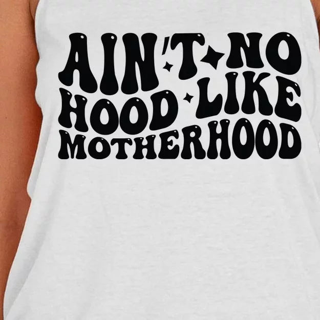 AinT No Hood Like Motherhood Funny Phrase Women's Knotted Racerback Tank