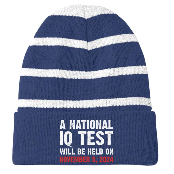 A National Iq Test Will Be Held On Nov 52024 Striped Beanie with Solid Band