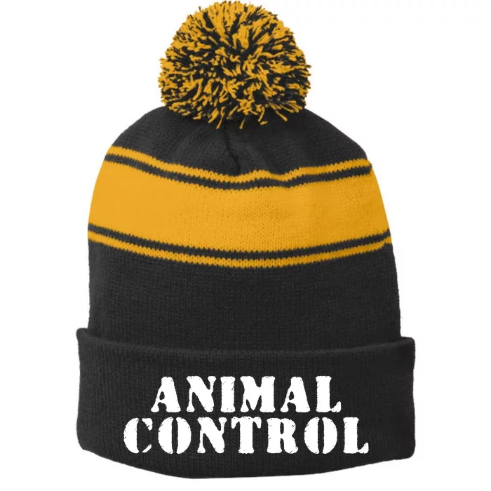 Animal Control Stripe Pom Pom Beanie