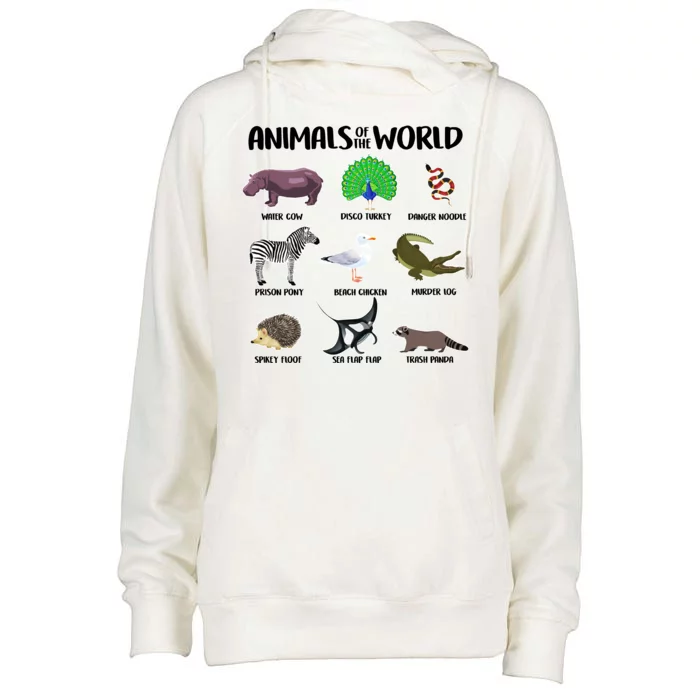 Animals Of The World Womens Funnel Neck Pullover Hood