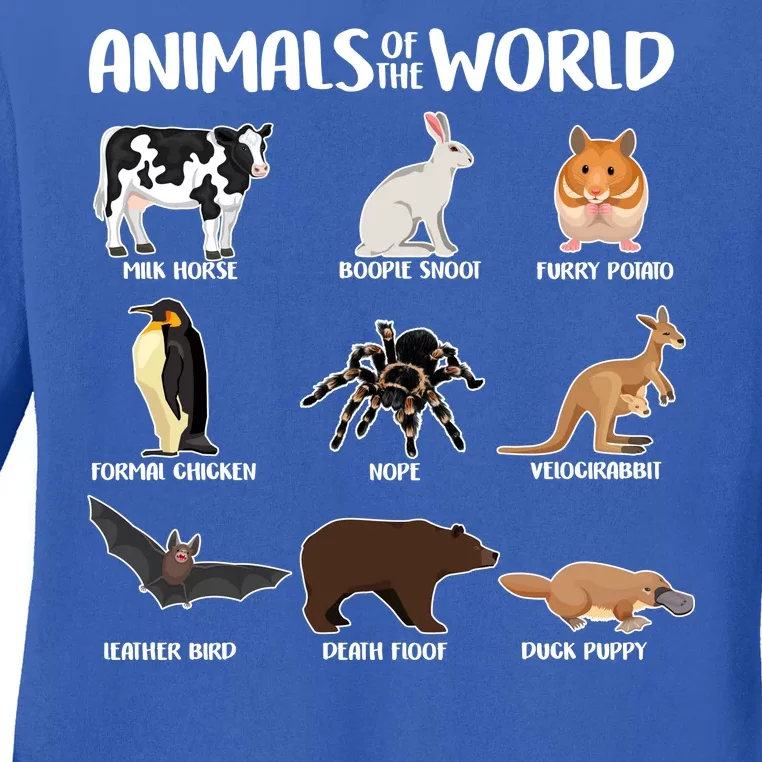 Animals Of The World Funny Names Ladies Long Sleeve Shirt