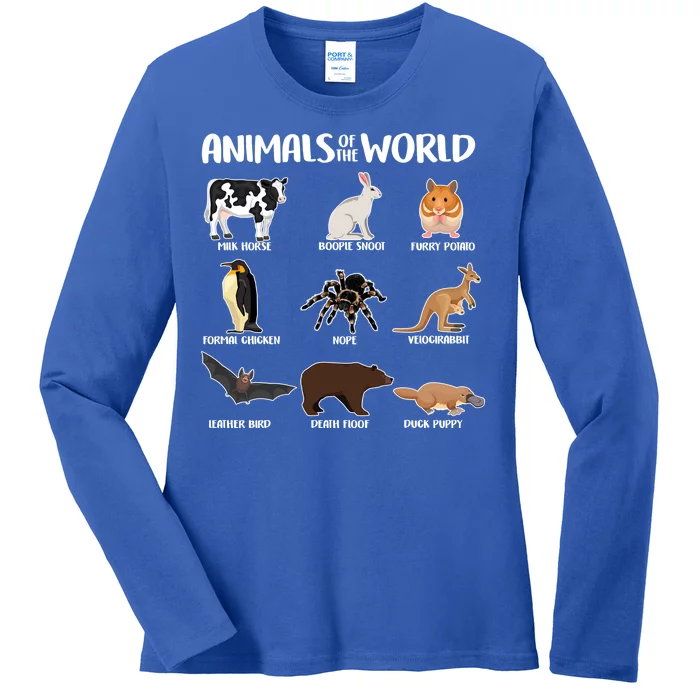 Animals Of The World Funny Names Ladies Long Sleeve Shirt