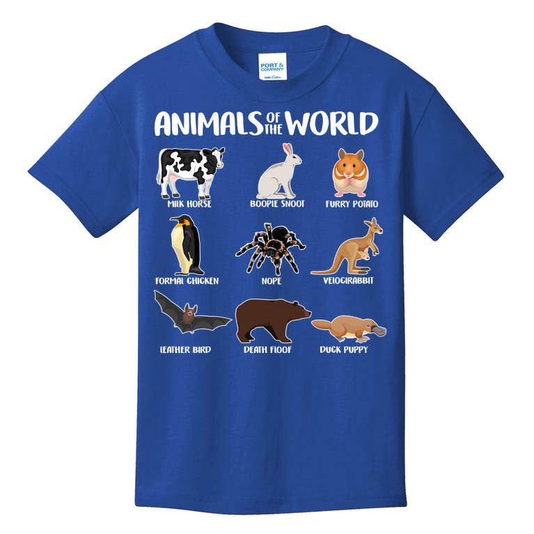 Animals Of The World Funny Names Kids T-Shirt | TeeShirtPalace