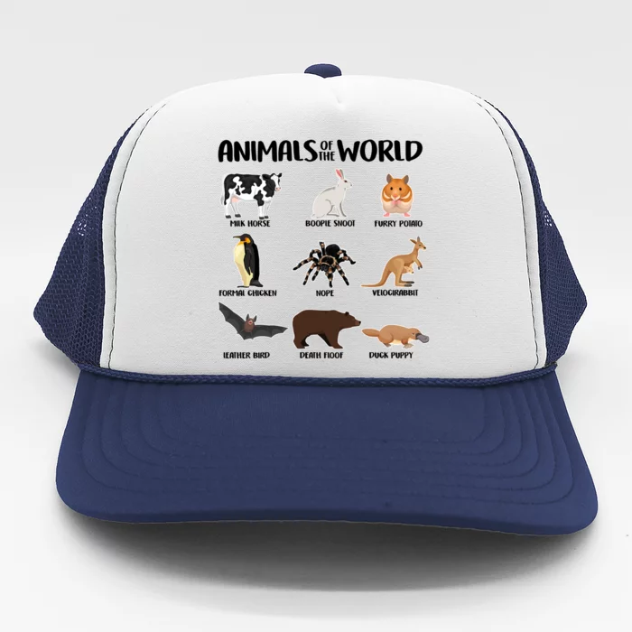 Animals Of The World Funny Names Trucker Hat