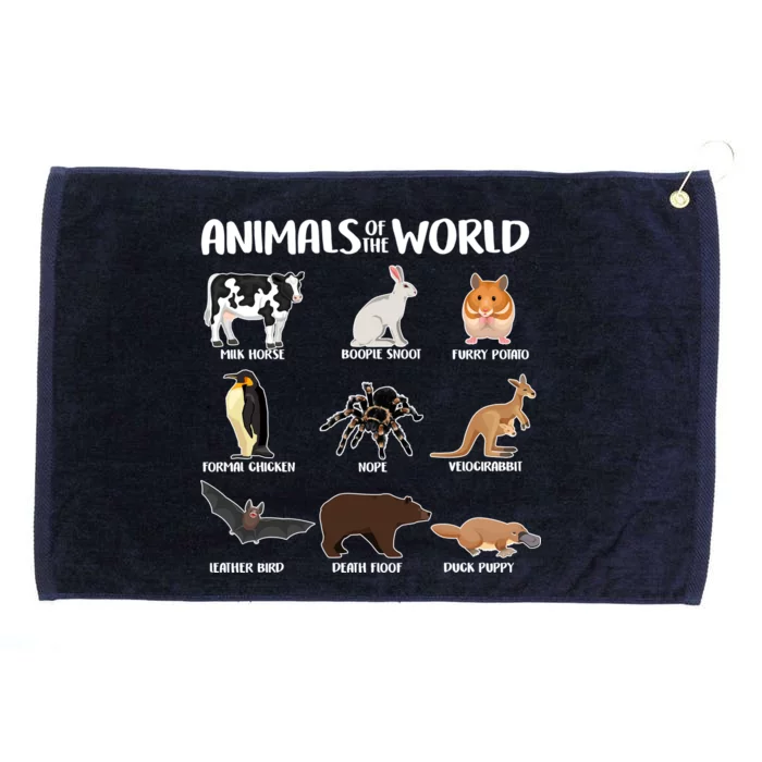 Animals Of The World Funny Names Grommeted Golf Towel