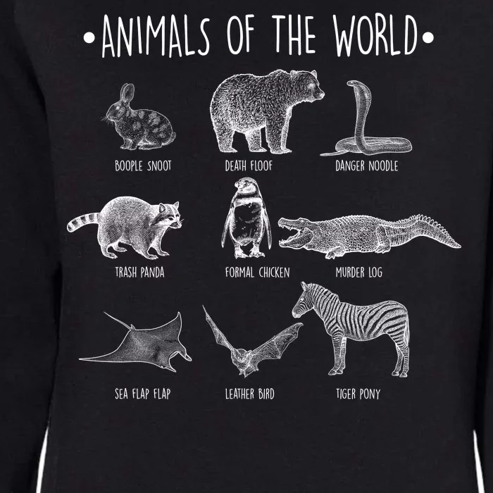 Animals Of the World Funny Wildlife Womens California Wash Sweatshirt