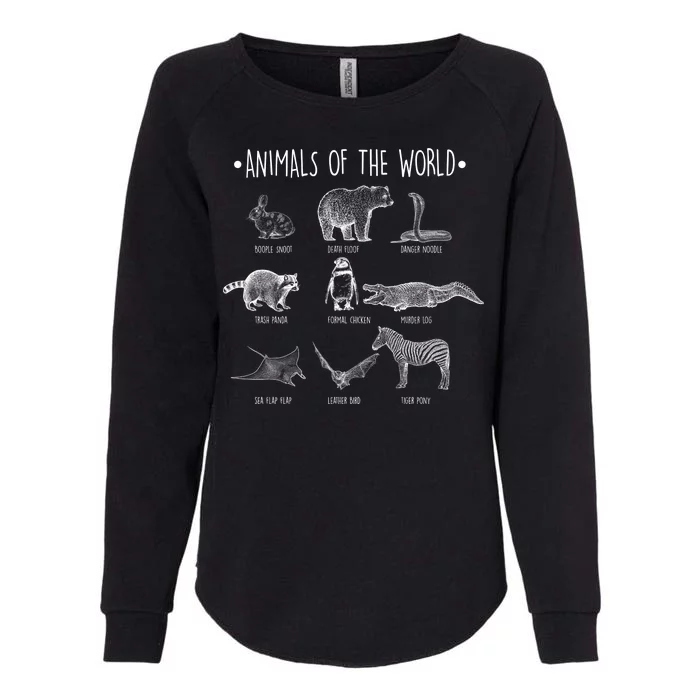 Animals Of the World Funny Wildlife Womens California Wash Sweatshirt