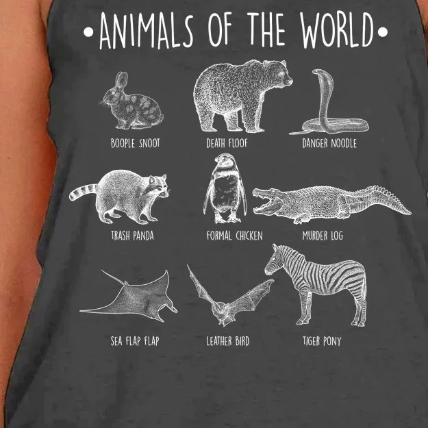 Animals Of the World Funny Wildlife Women's Knotted Racerback Tank