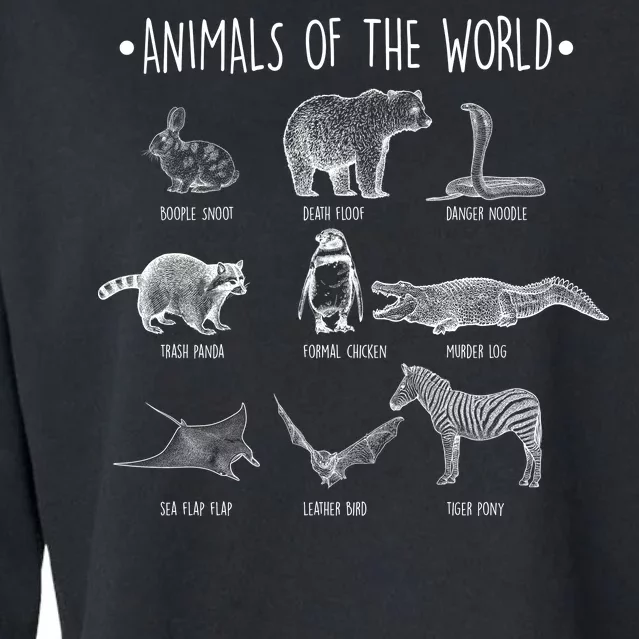 Animals Of the World Funny Wildlife Cropped Pullover Crew