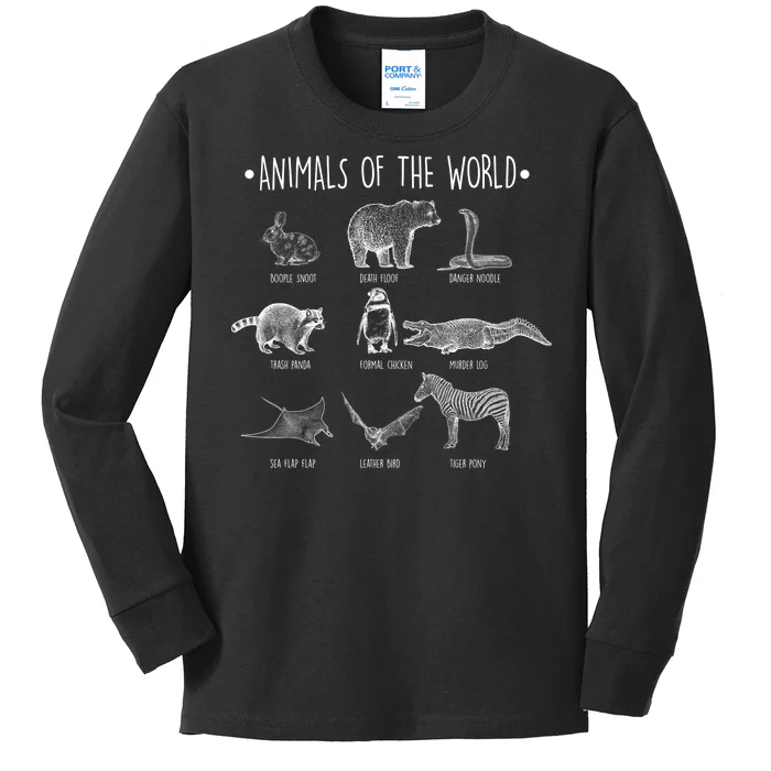 Animals Of the World Funny Wildlife Kids Long Sleeve Shirt